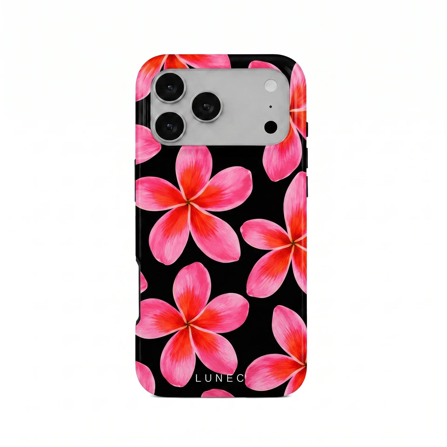Pink Plumeria Floral - Black